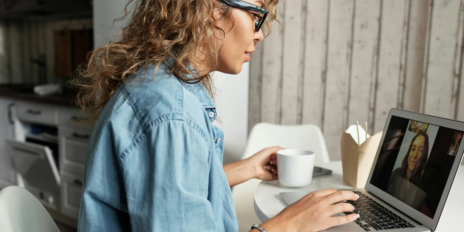 Woman having a meeting on computer